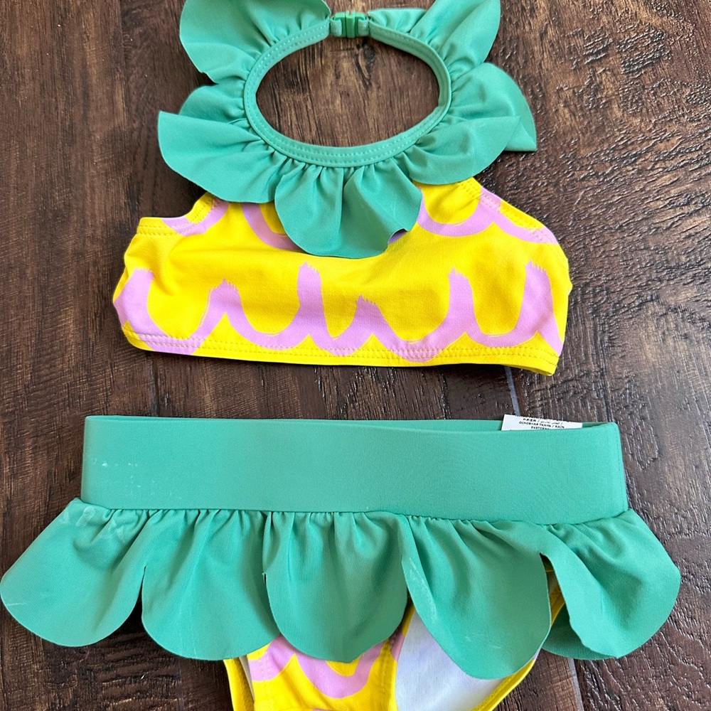 Stella McCartney Kids pineapple  Bikini - Green and Yellow size 2